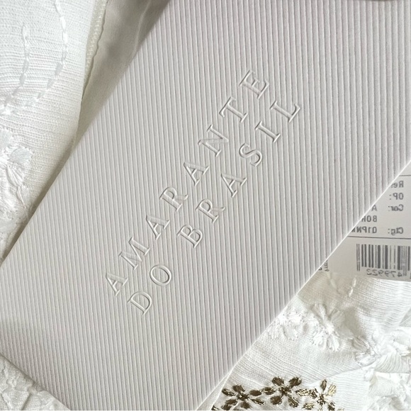 New Amarante Do Brasil White Embroidered Cutout Mini Dress - Picture 8 of 8